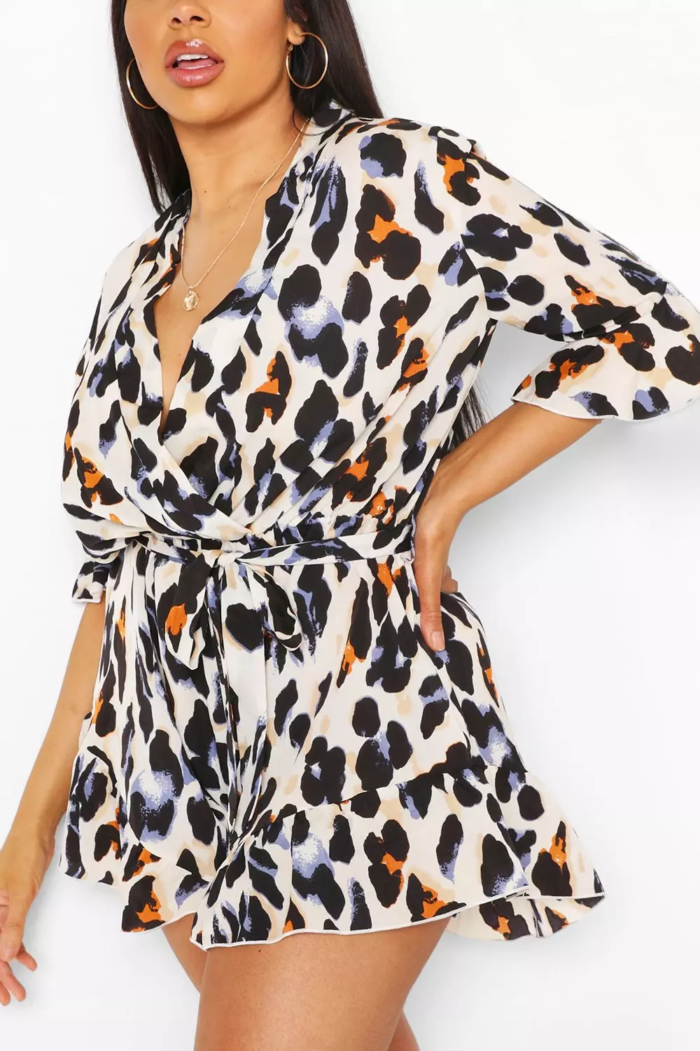 Satin leopard print store playsuit