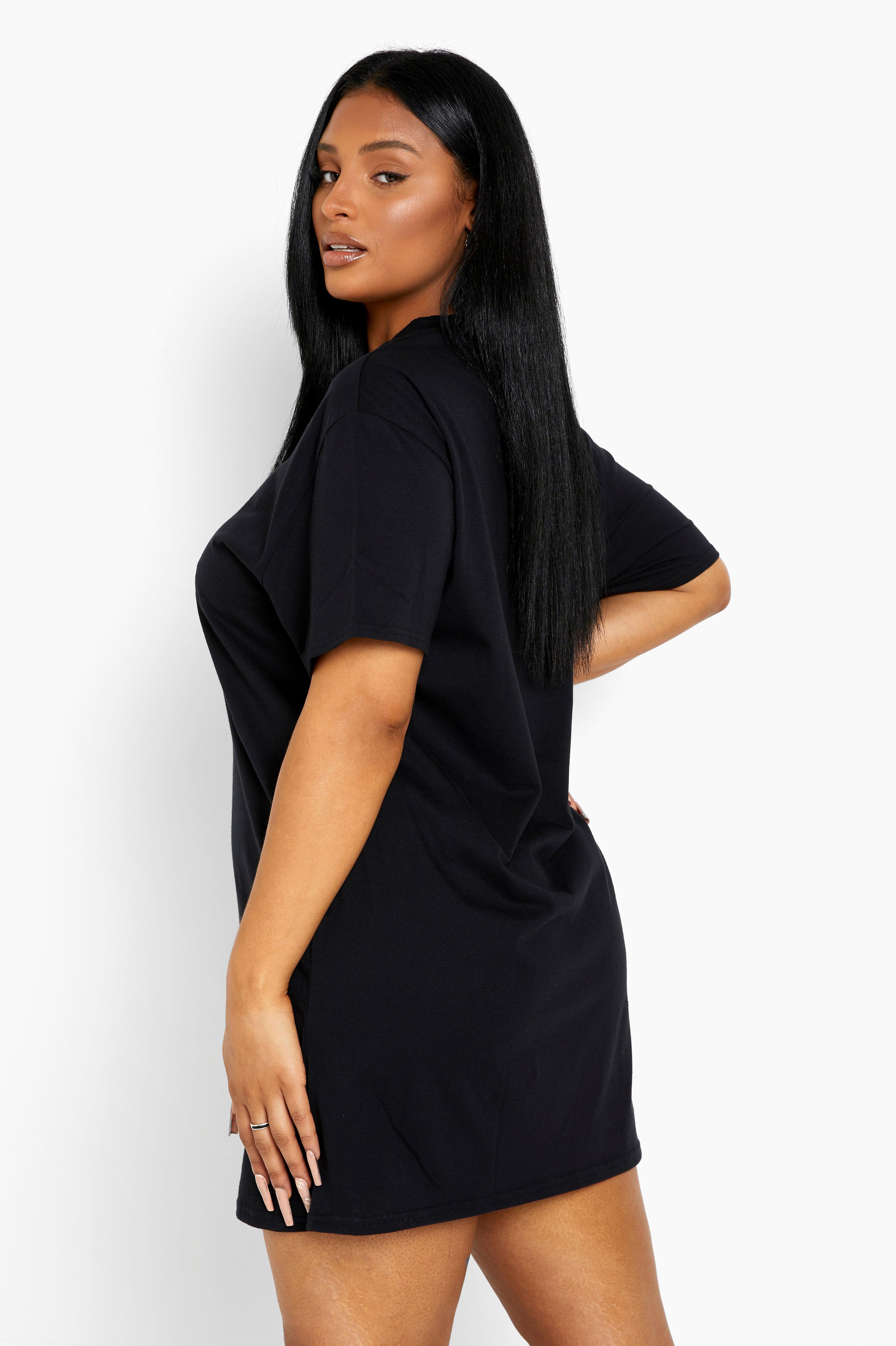 Boohoo black t shirt dress sale