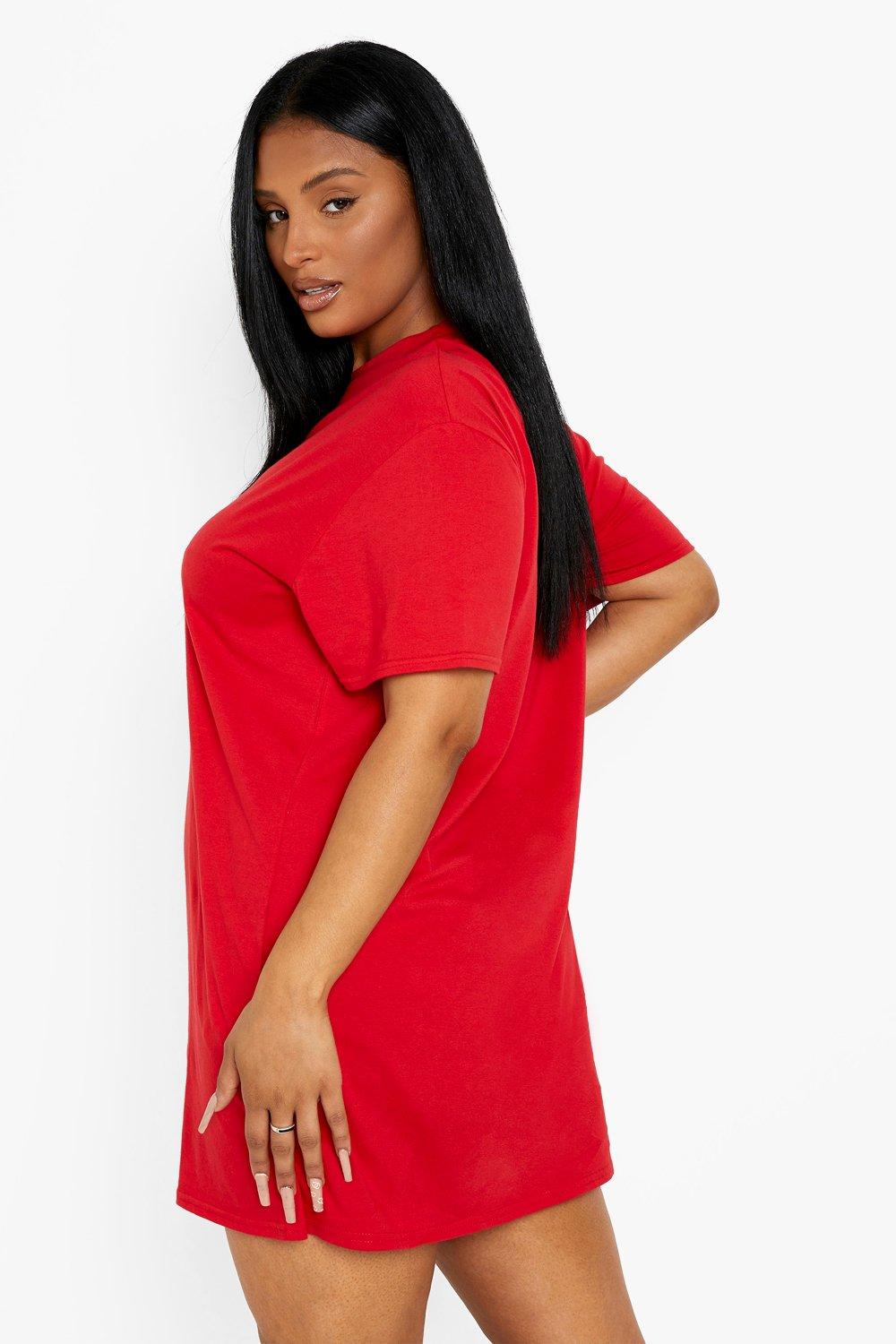 Oversized t shirt dress red best sale