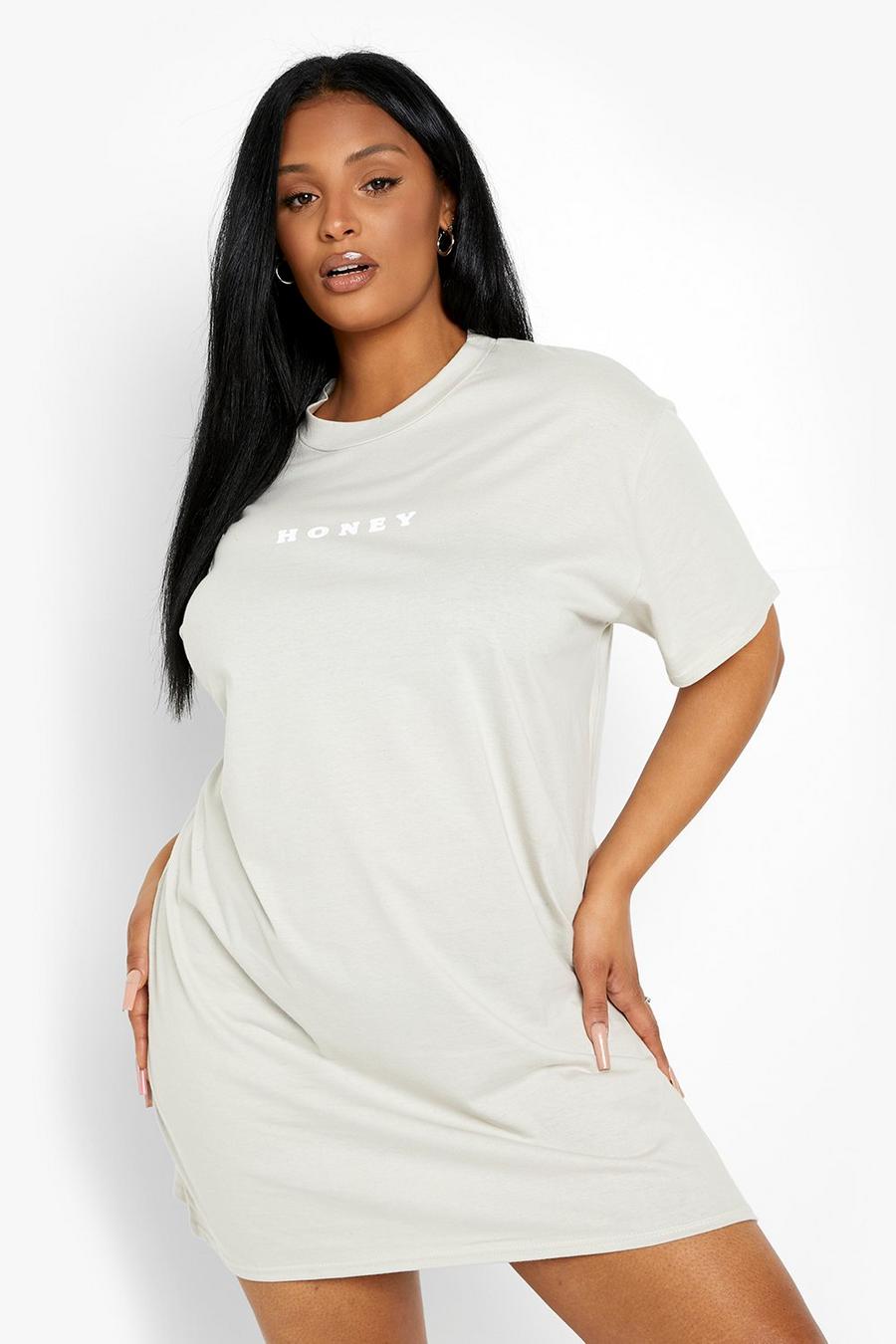 Boohoo UK - Shirt Dress | Women's Beige Plus Honey Oversized T - White Baby  Girl T-shirt