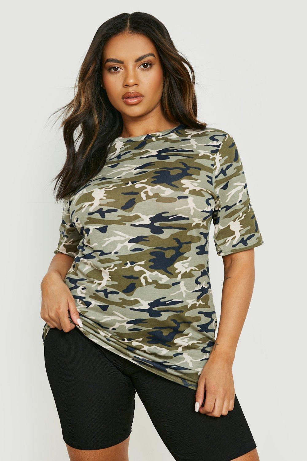 boohoo Plus Camo Oversized T-Shirt - Multi - Size 18