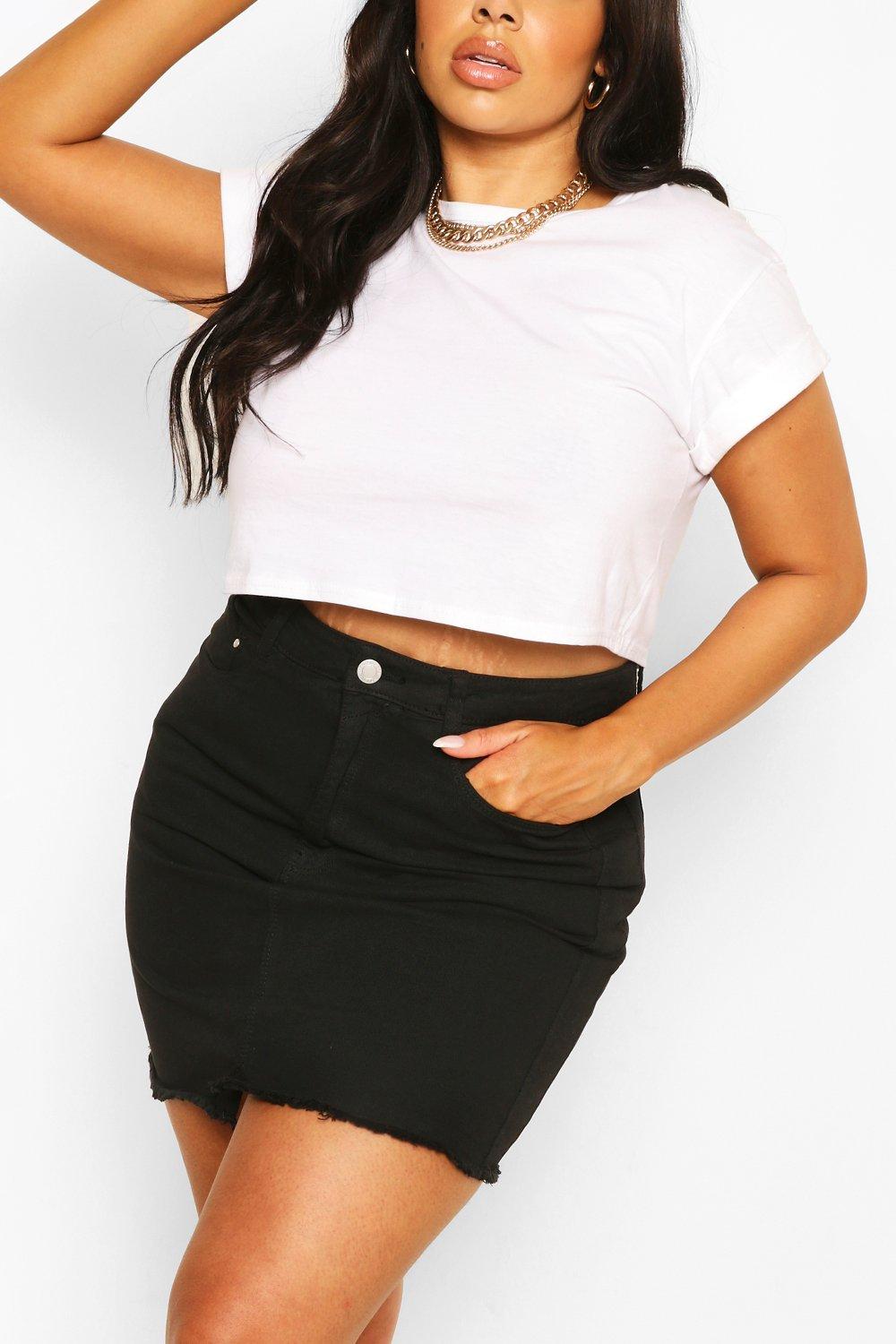 boohoo plus skirts