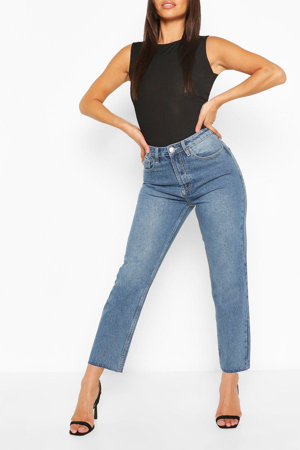 high rise straight leg jeans petite