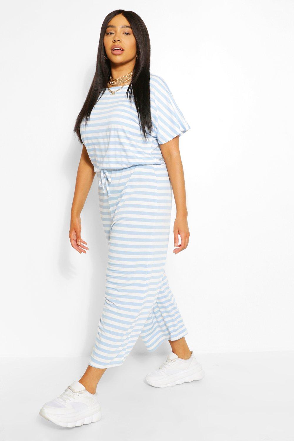 black and white striped jumpsuit boohoo