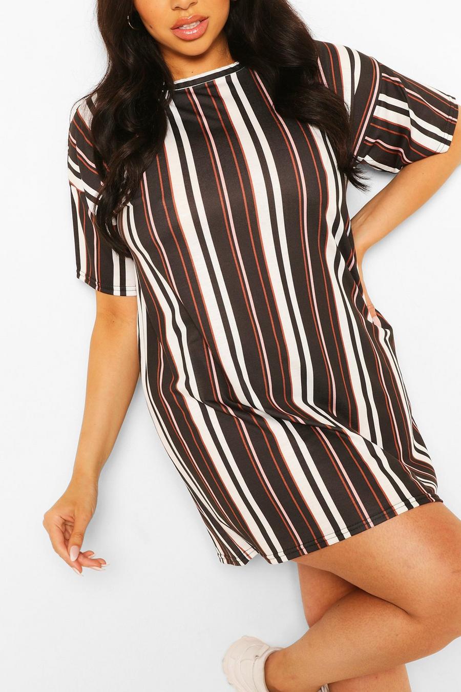 Plus Stripe Oversized T-Shirt Dress image number 1