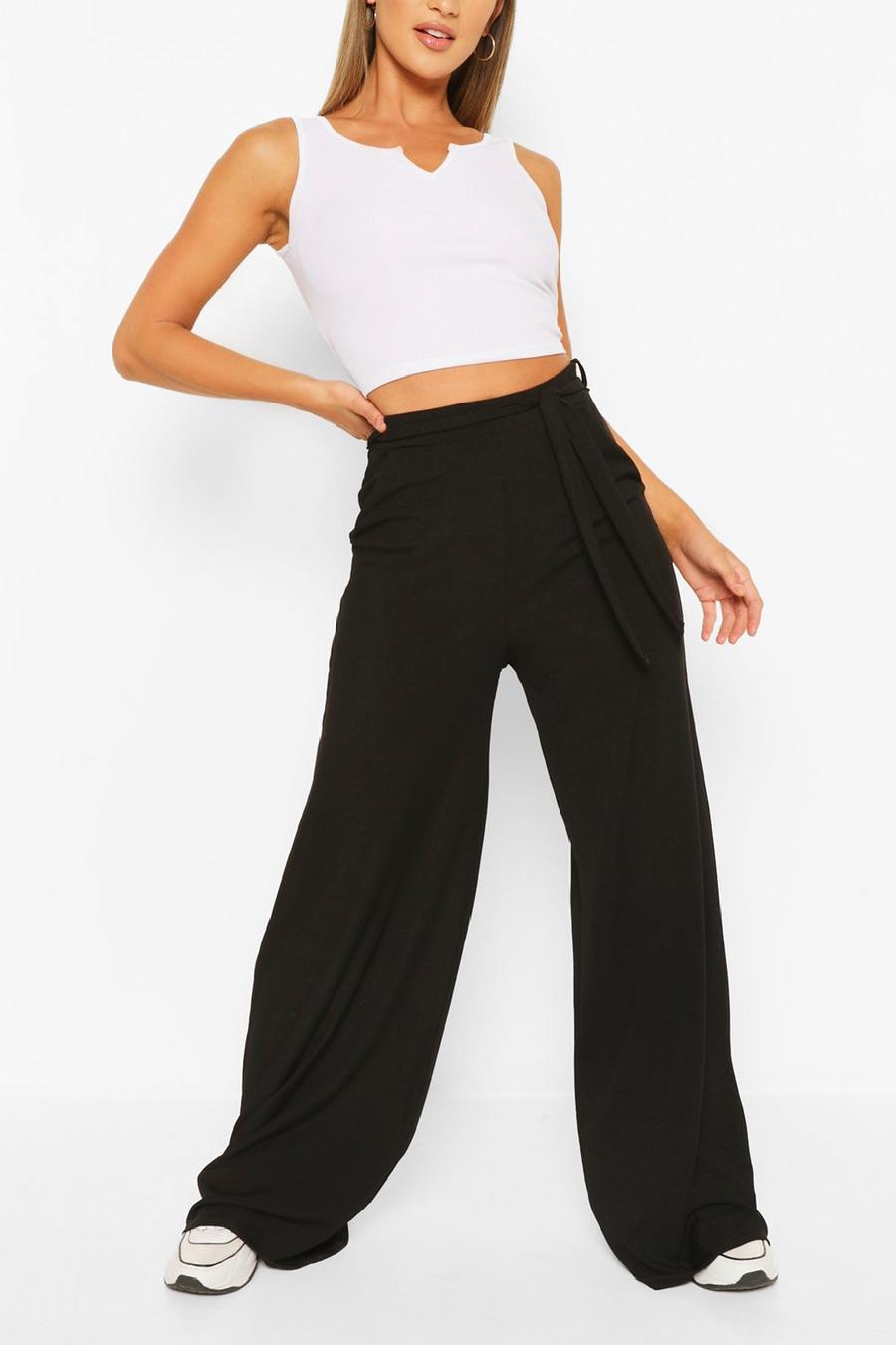 Petite Rib Belted Wide Leg Trouser image number 1
