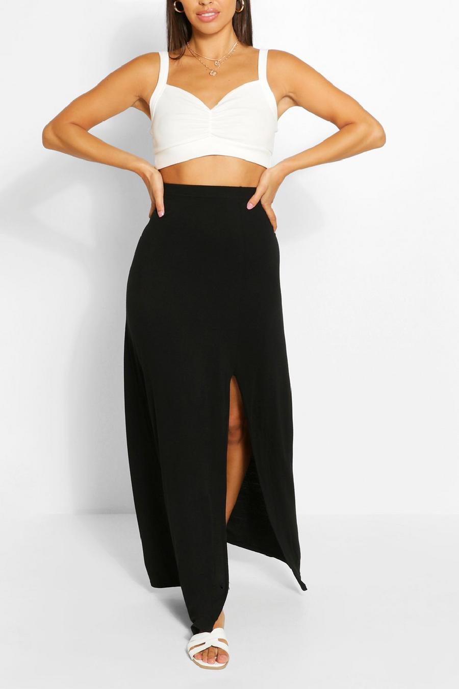 Black Petite Split Detail Maxi Skirt image number 1