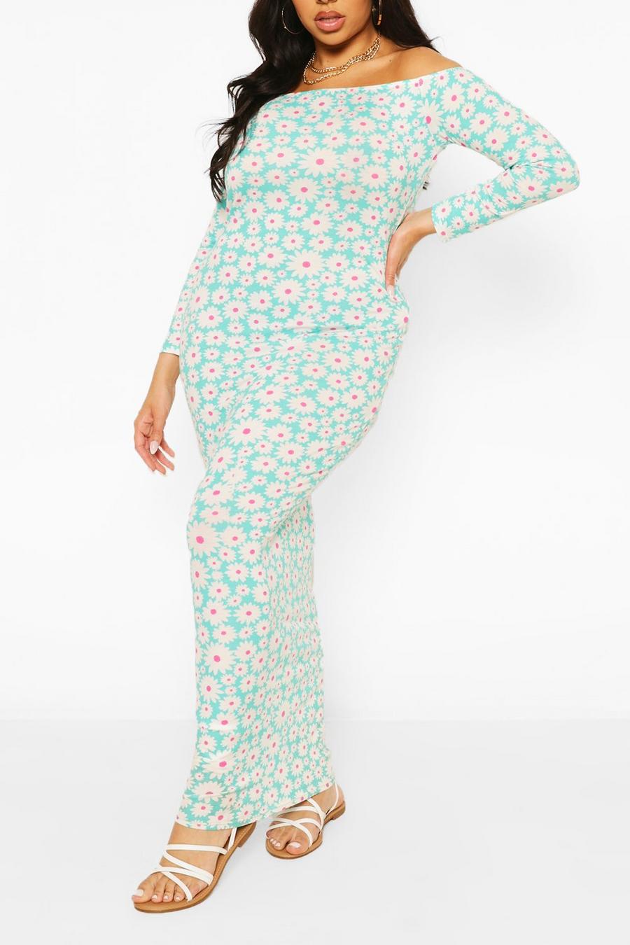 Plus Floral Off The Shoulder Maxi Dress image number 1