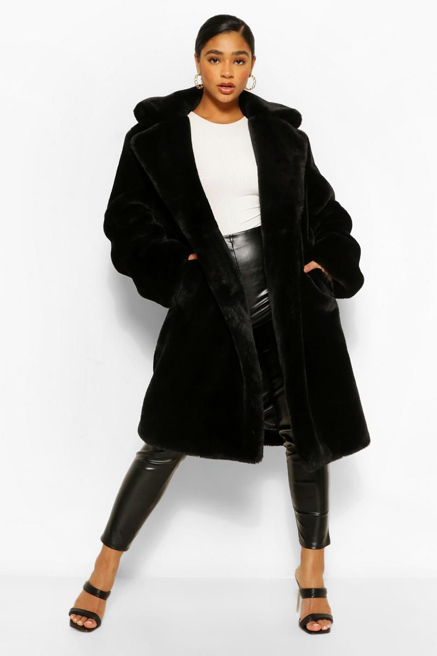 Black Plus Premium Faux Fur Oversized Coat image number 1