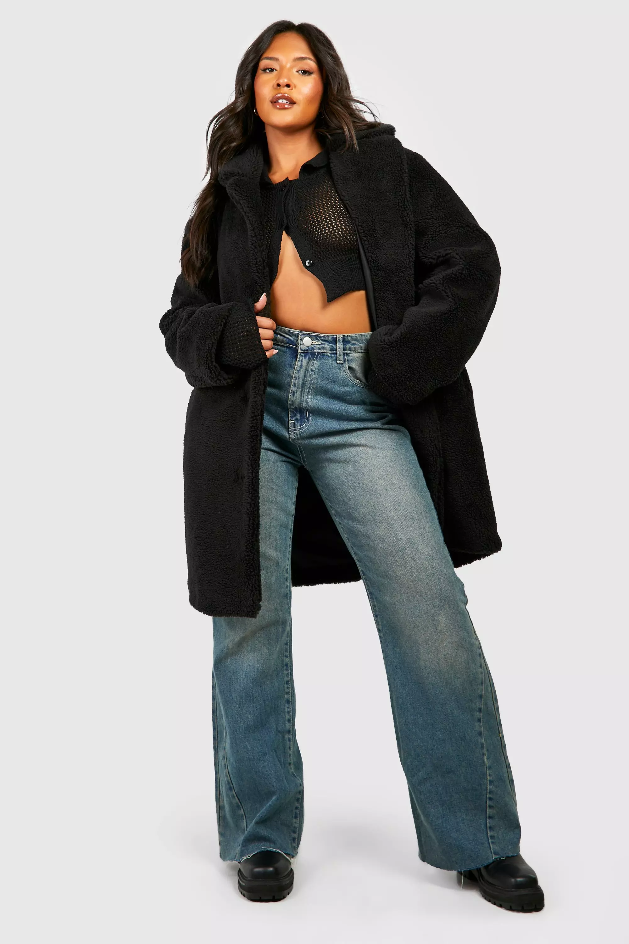 Forever 21 black faux fur coat sale