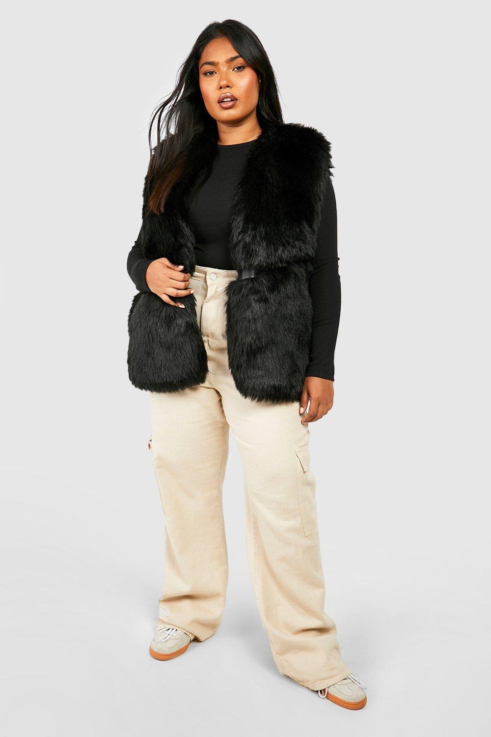 Plus size faux fur vests best sale