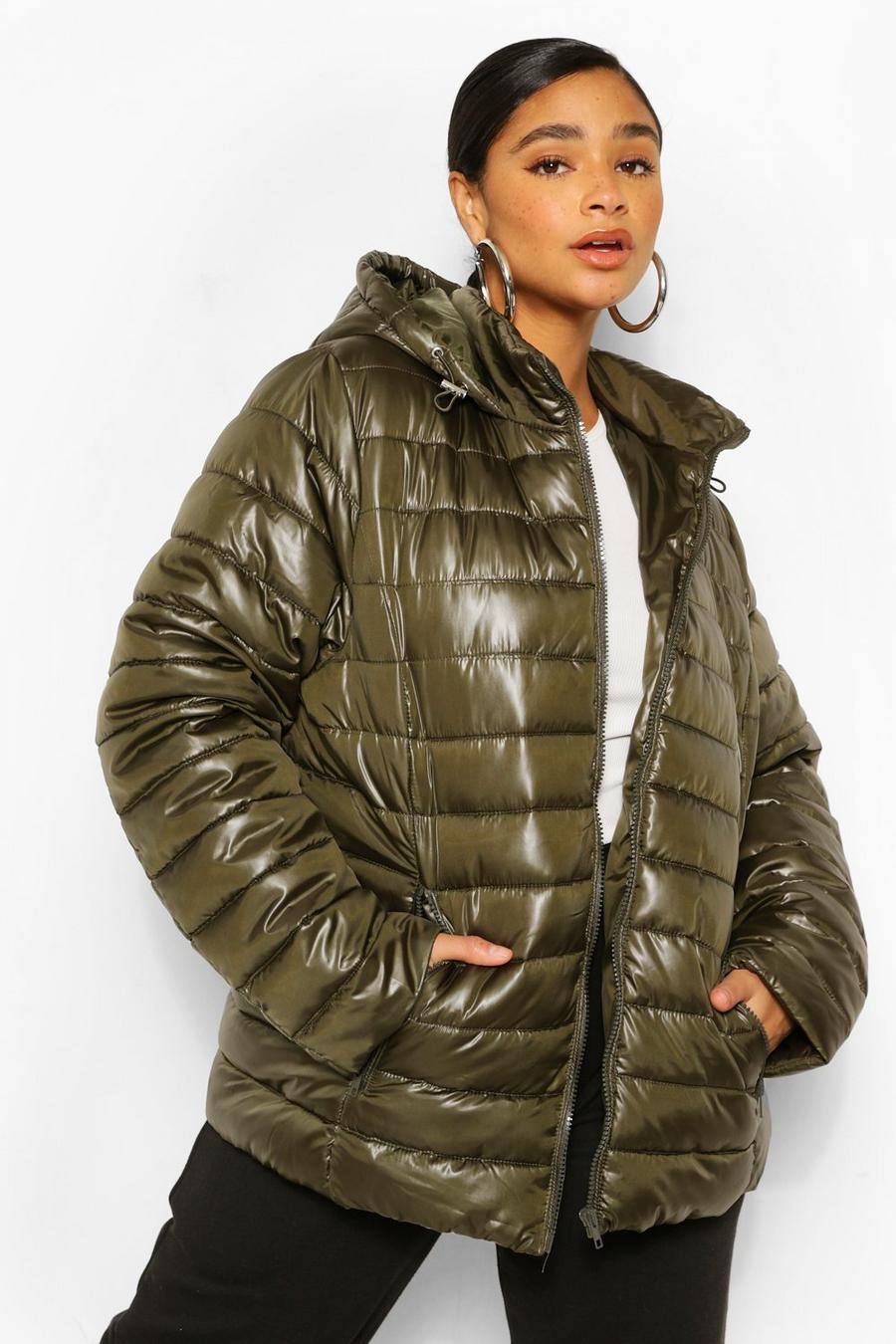 Plus Hooded High Shine Puffer Coat image number 1