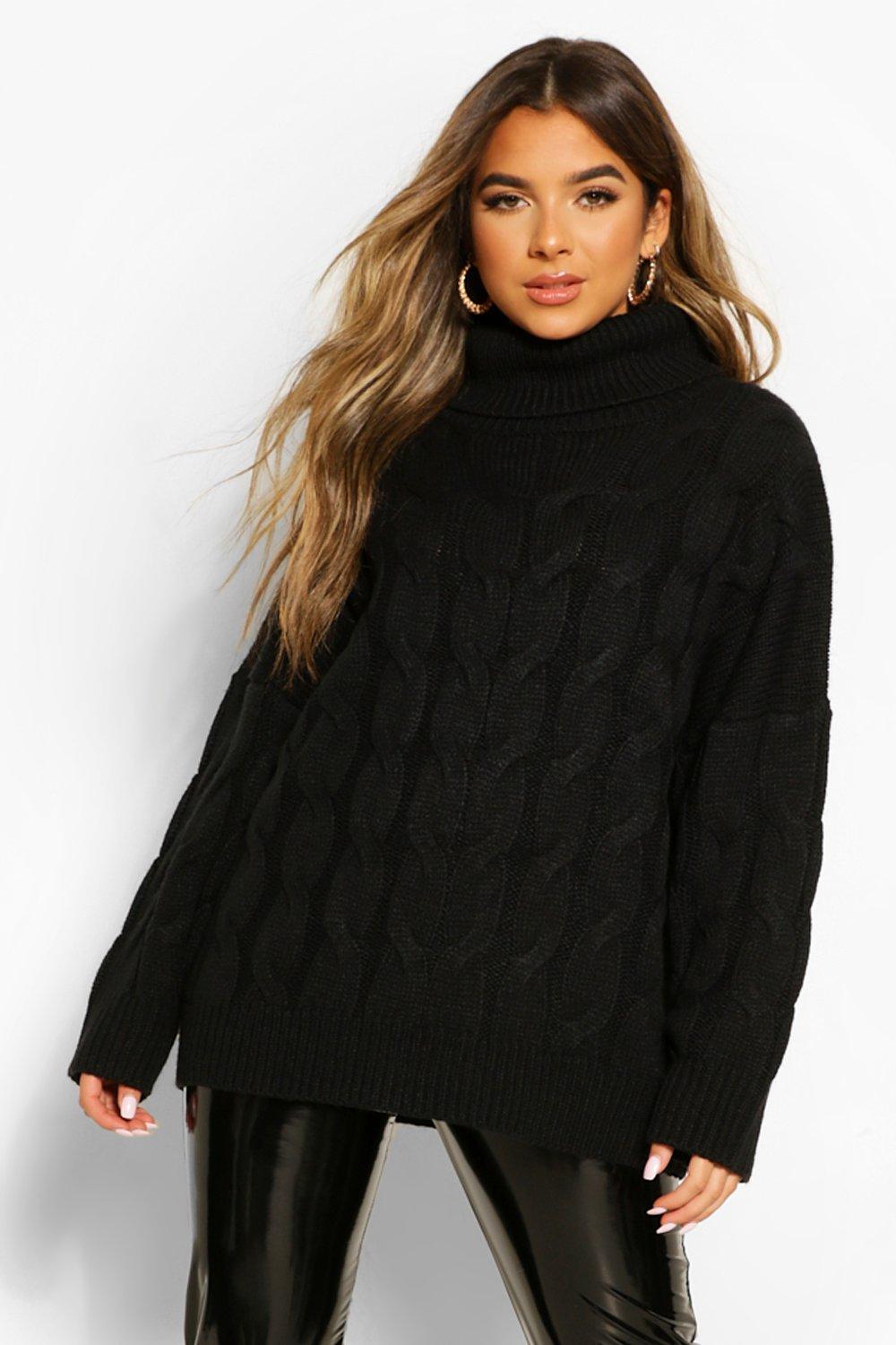 black roll neck oversized jumper