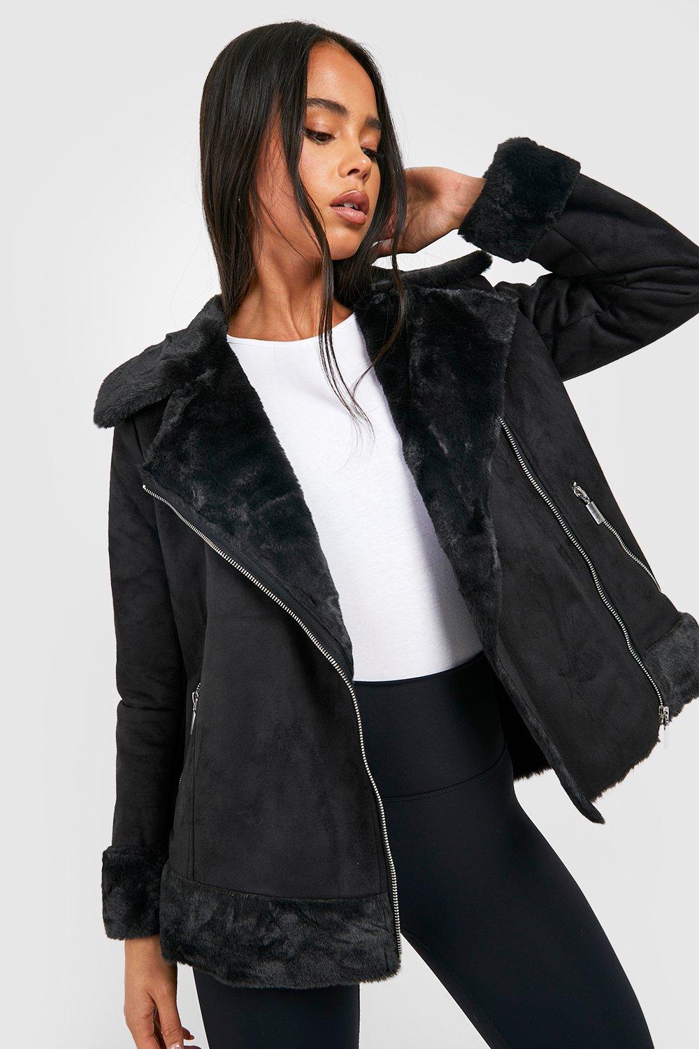 Petite black cheap aviator jacket