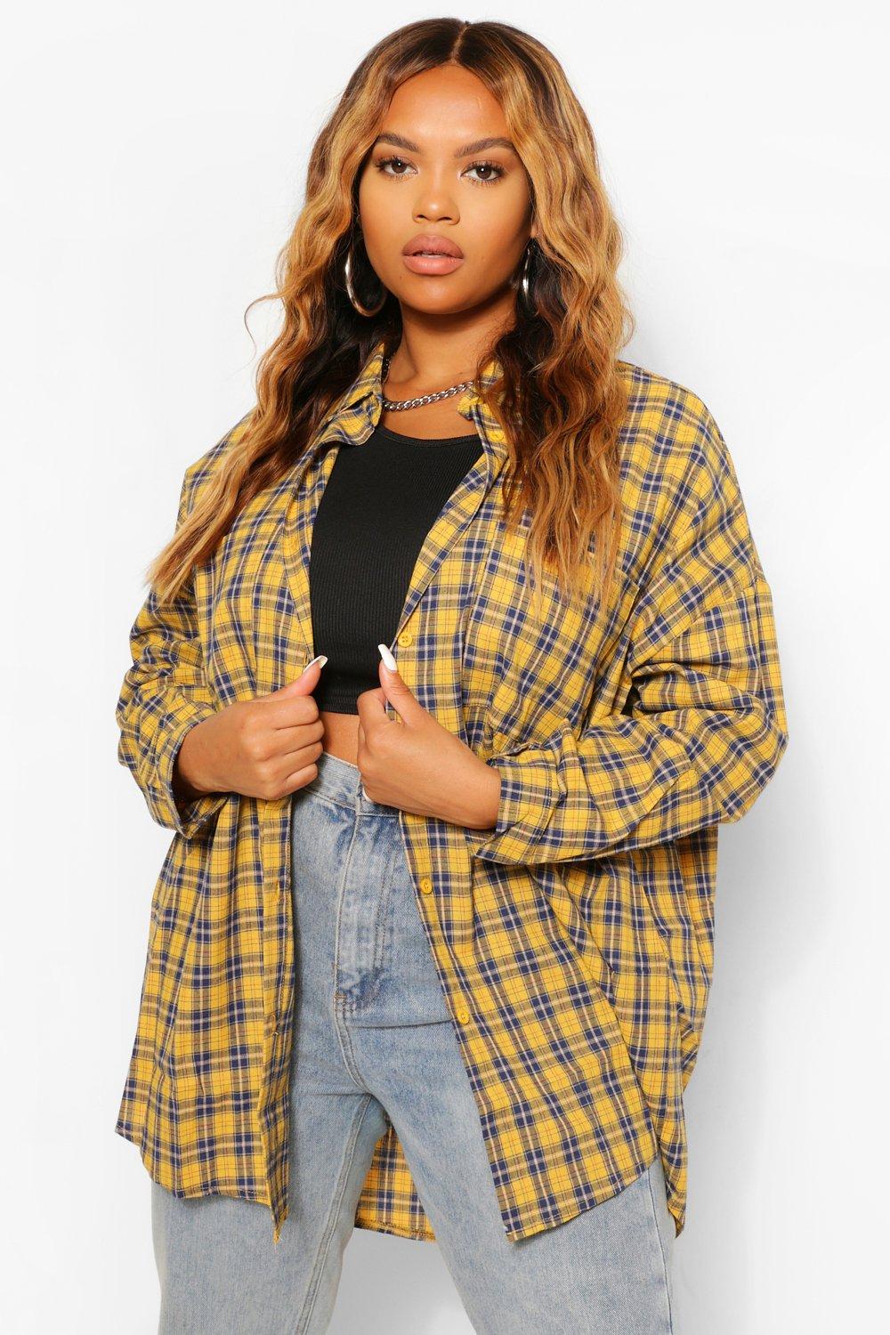 Grande taille Chemise oversize effet brosse a carreaux