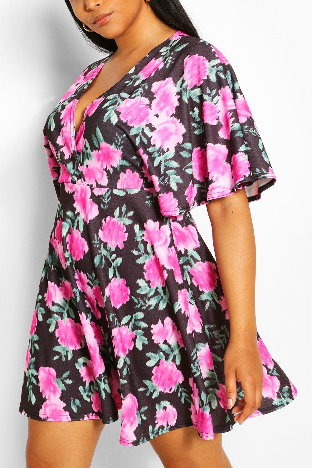 boohoo angel sleeve ruched mini dress