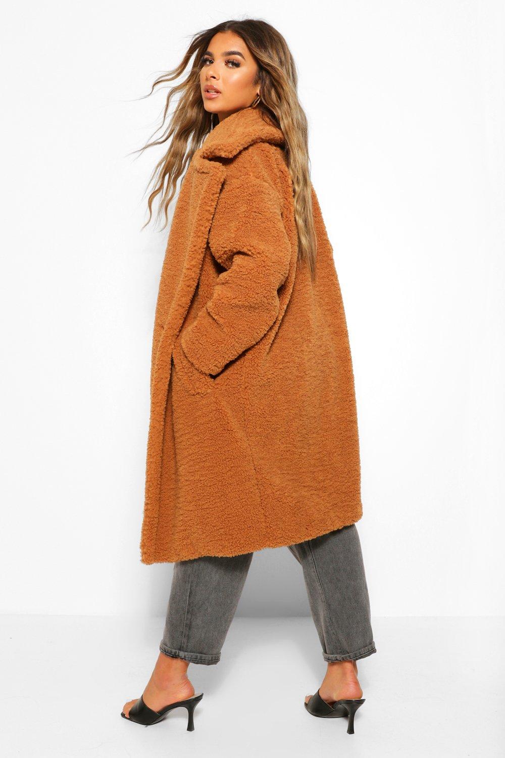 Boohoo long clearance teddy coat