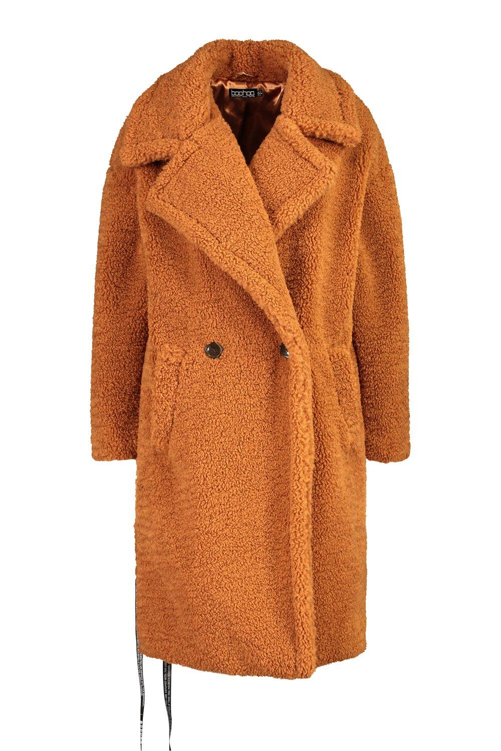 Boohoo long teddy on sale coat