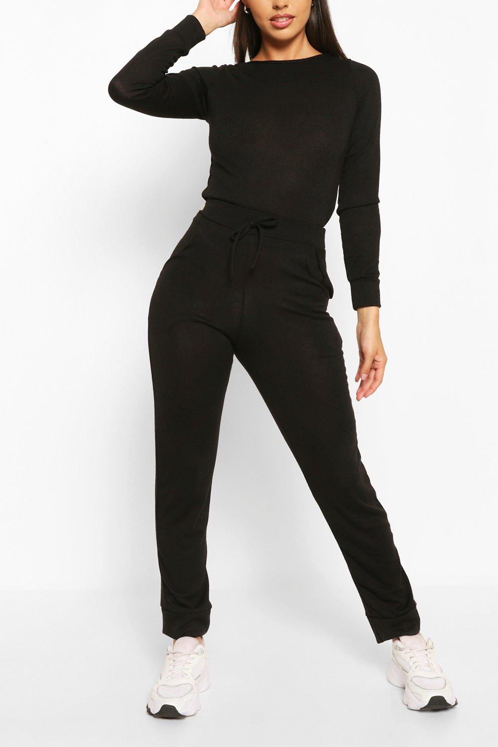 Petite Knit Jogger And Crop Loungewear Set boohoo