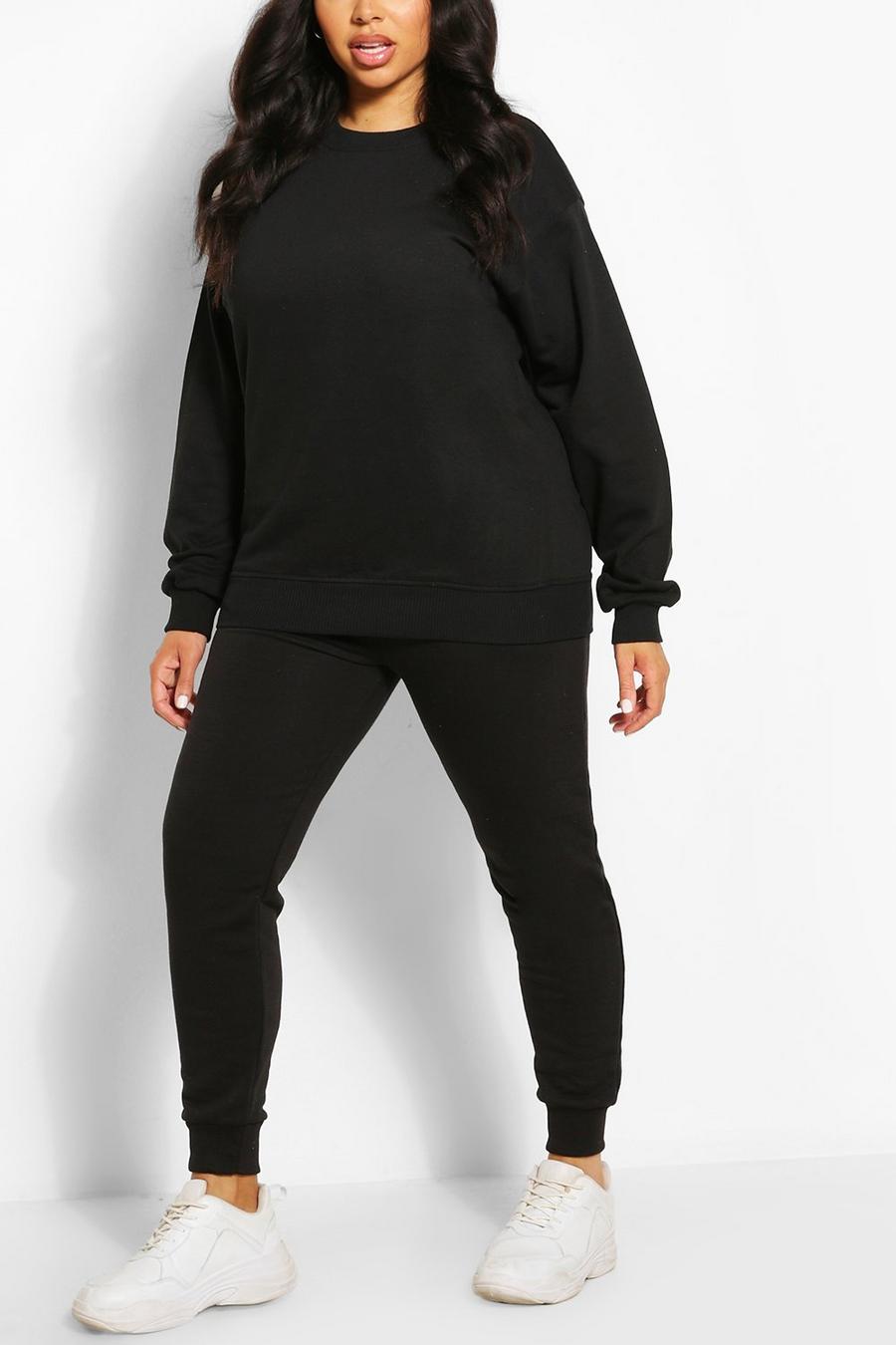 Black Plus Oversized Basic Sweatshirt image number 1