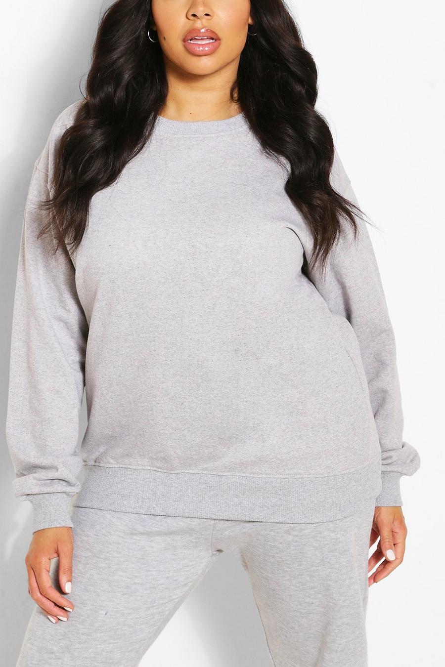 Plus Basic Sweater in Übergröße, Grau image number 1