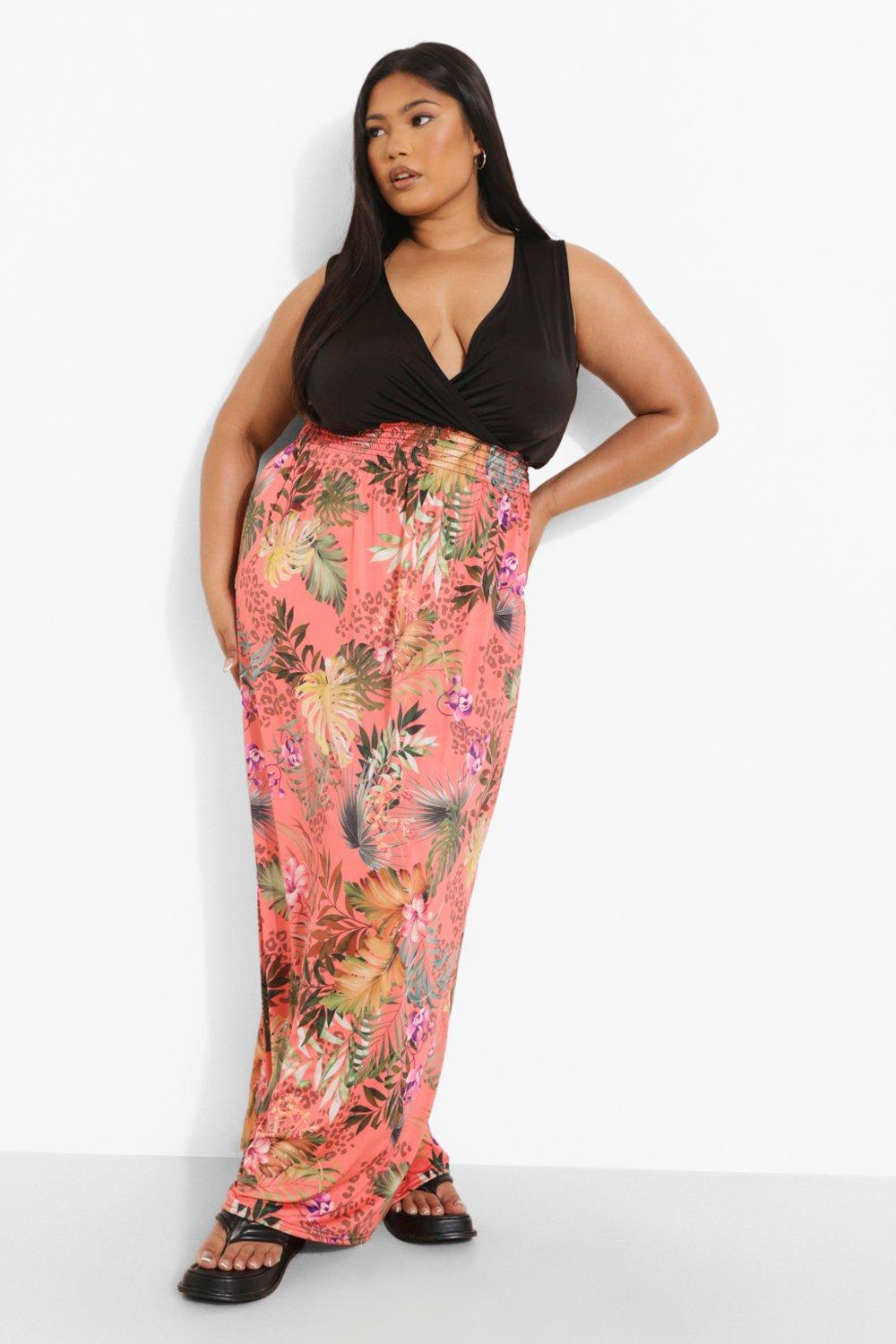 Plus size palm print dress best sale