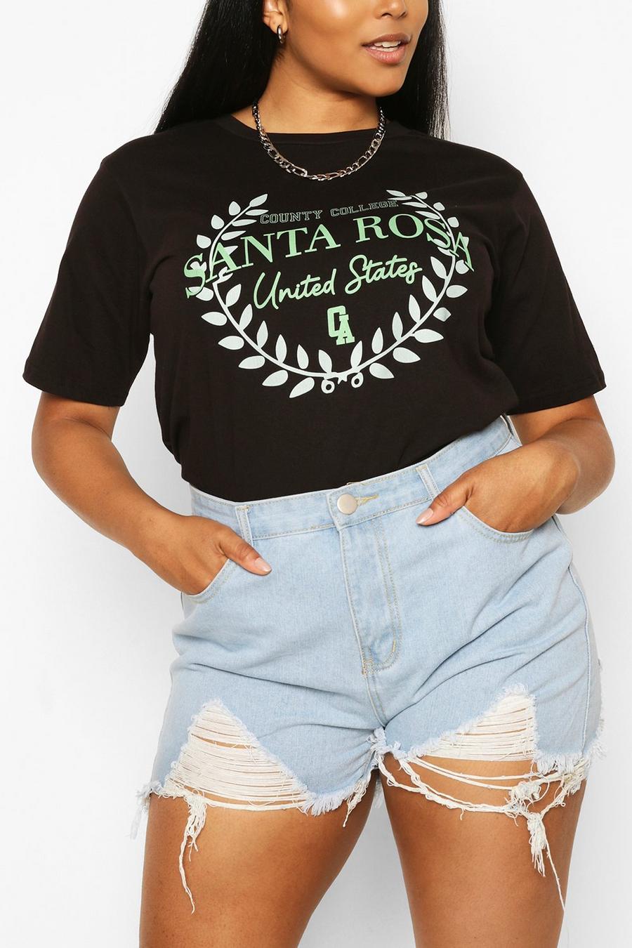 Plus - "Santa Rosa" T-shirt med slogan image number 1