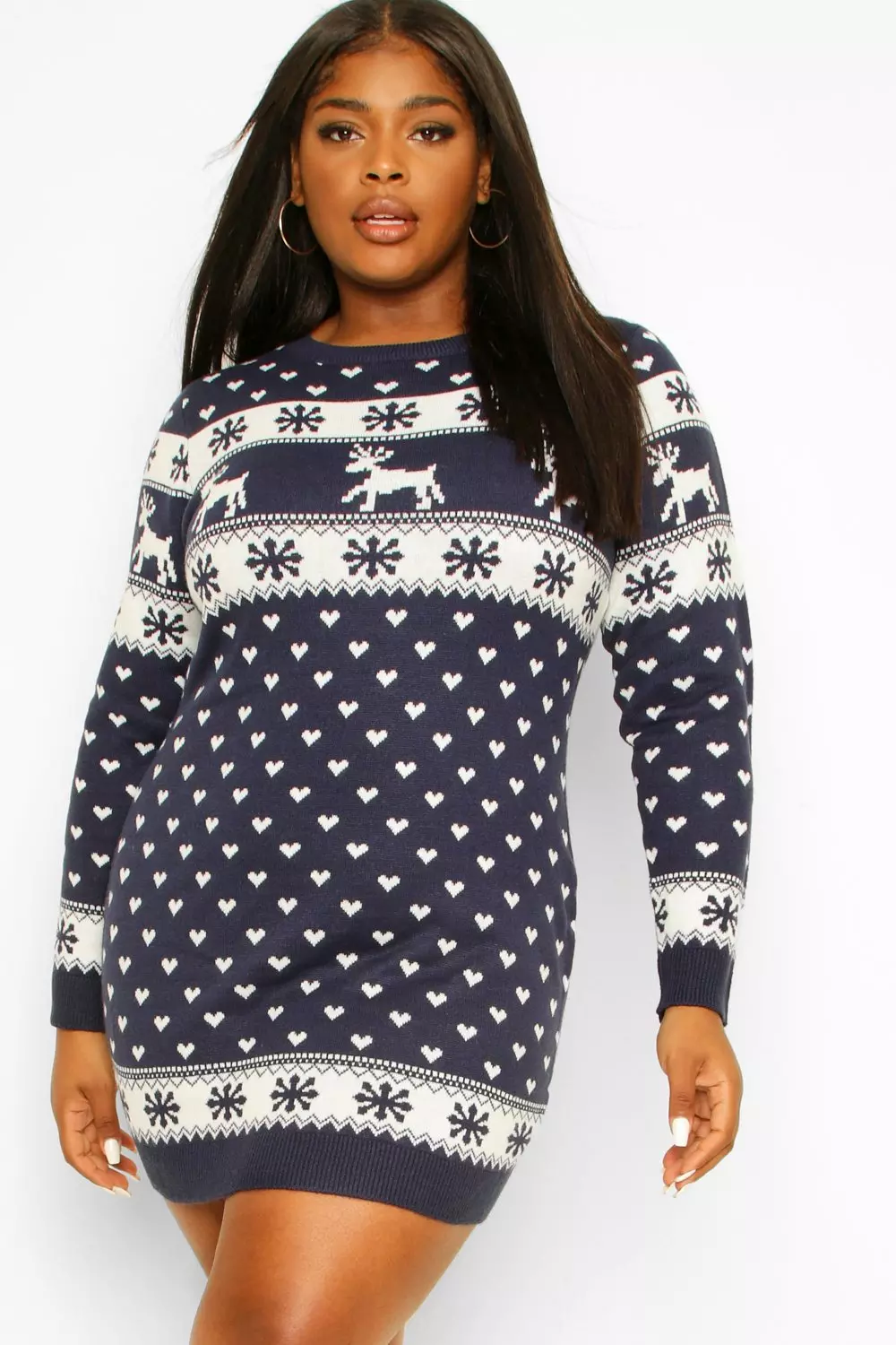 Plus Reindeer Christmas Jumper Dress