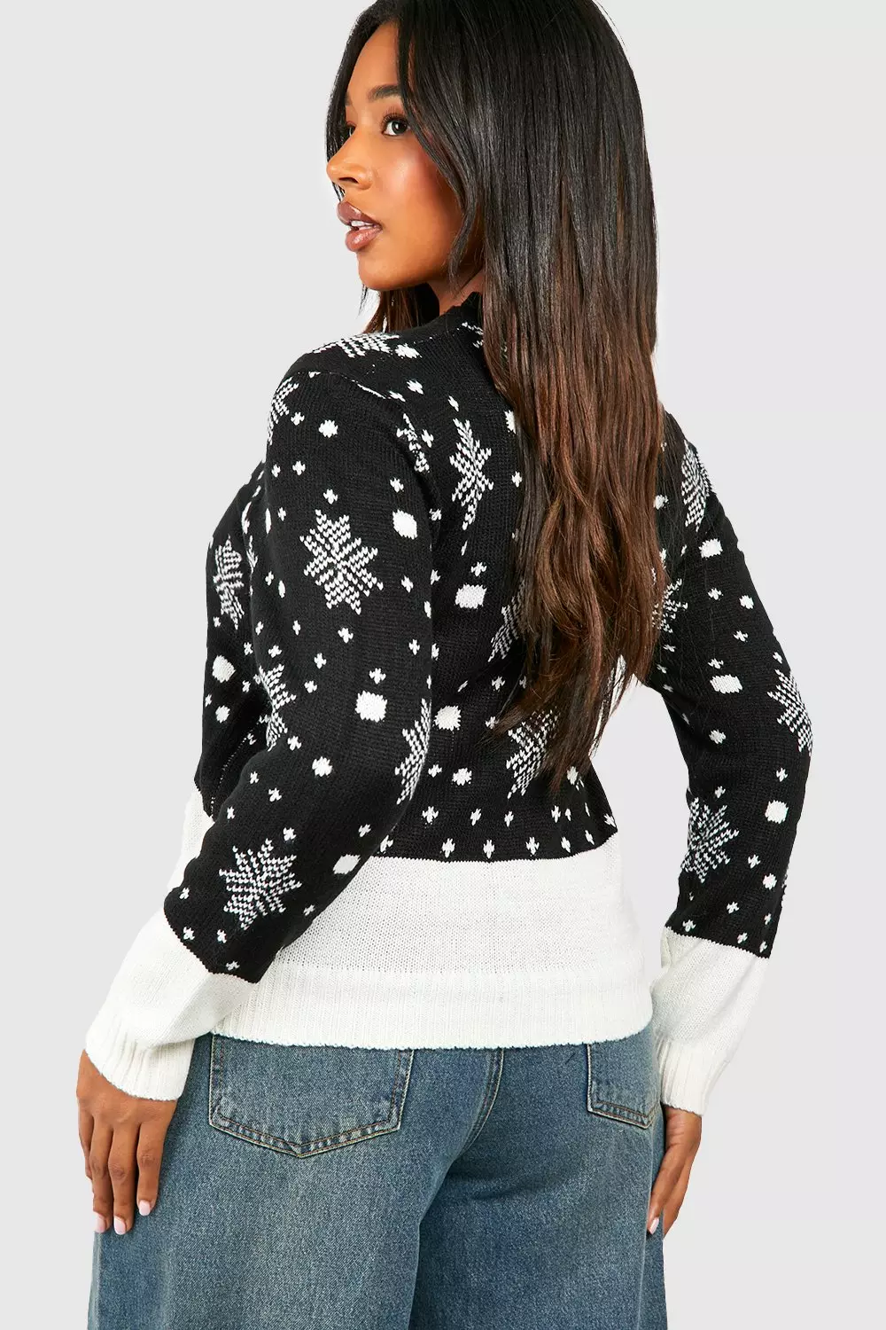 Black Plus Reindeer Snowflake Jumper alternative image