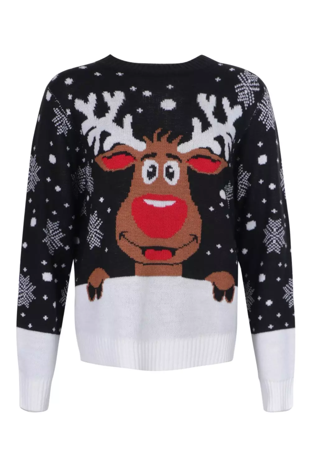 Black Plus Reindeer Snowflake Jumper alternative image
