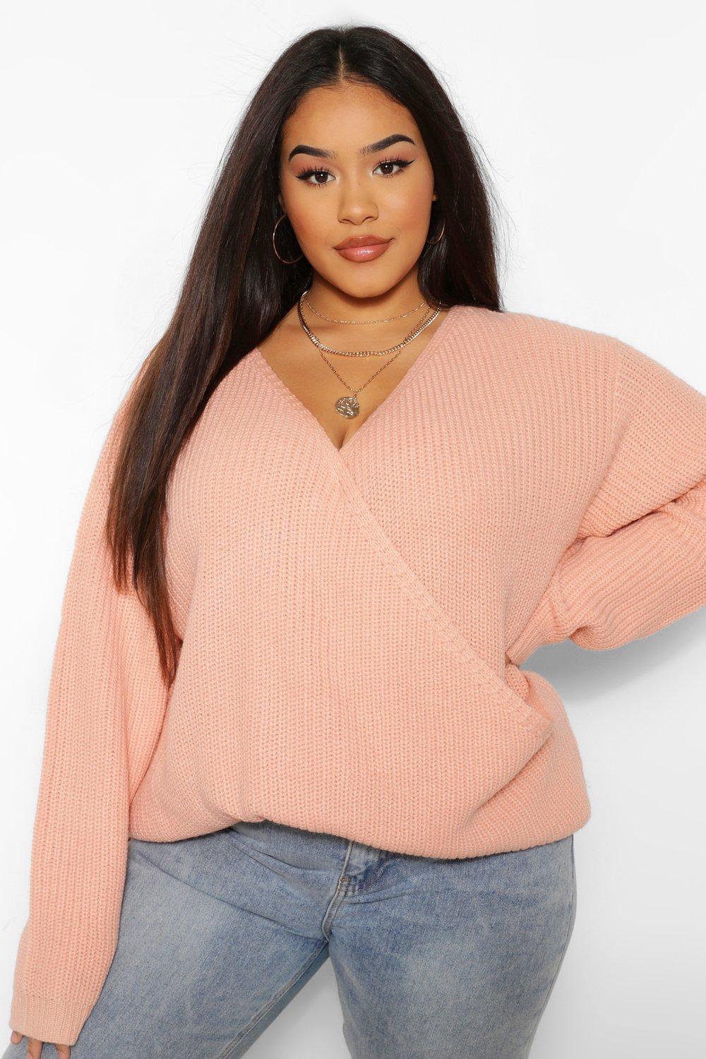 Plus size wrap on sale sweater