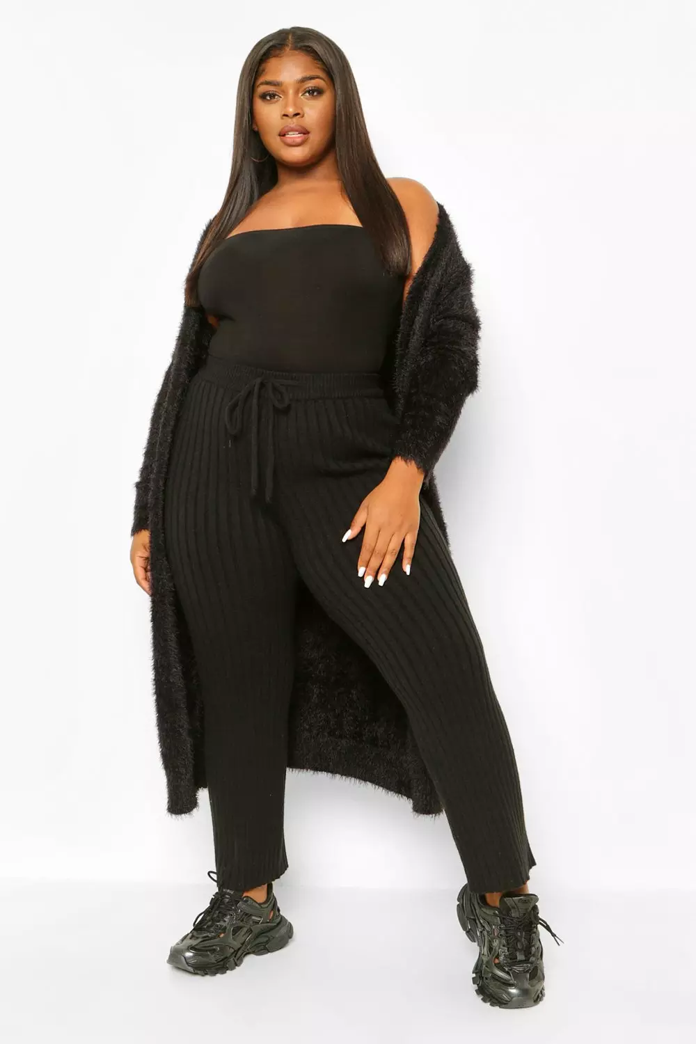 Black longline hotsell cardigan plus size