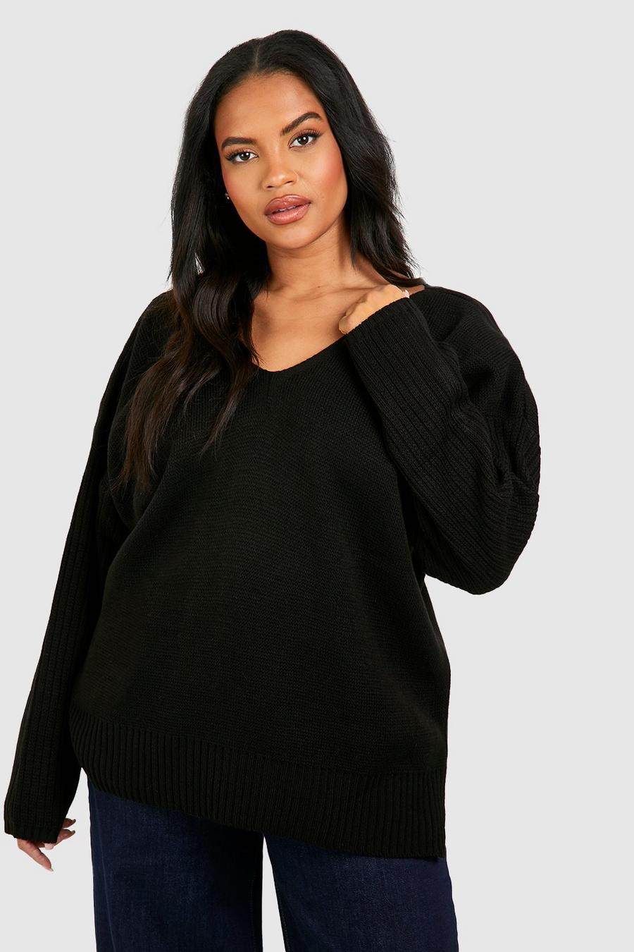 Black Plus - Oversize tröja med V-ringning image number 1