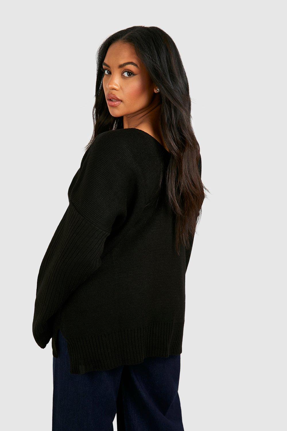 Grande taille Pull oversize col et dos en V