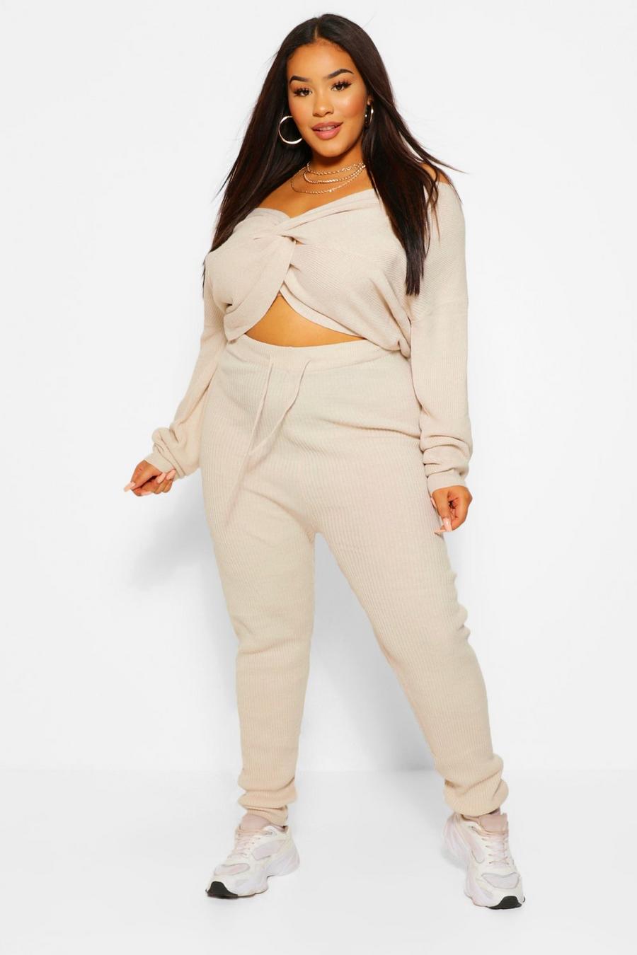 Stone Plus Twist Jumper And Jogger Loungewear Set image number 1