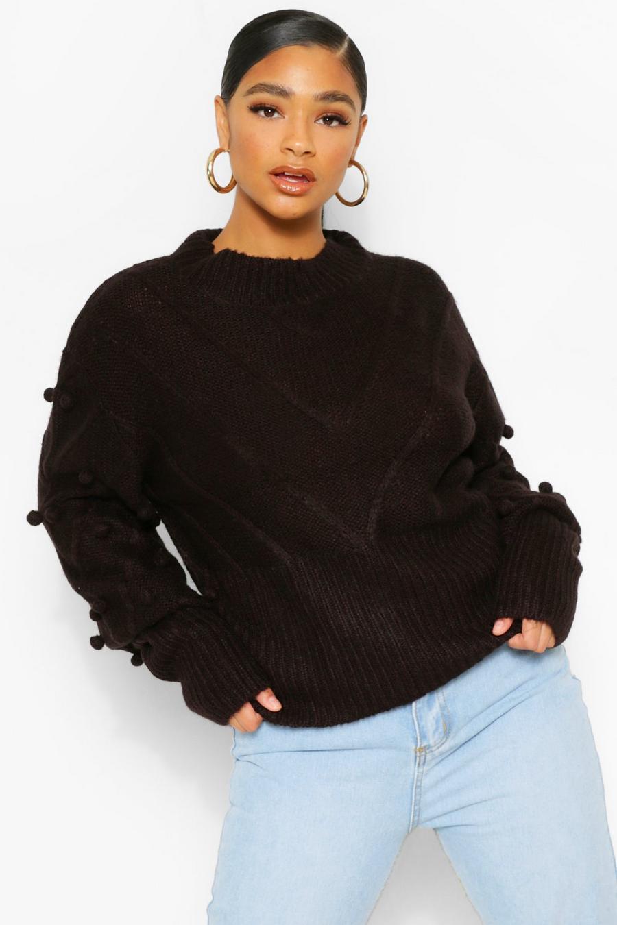 Black Plus Pom Pom Detail Sweater image number 1