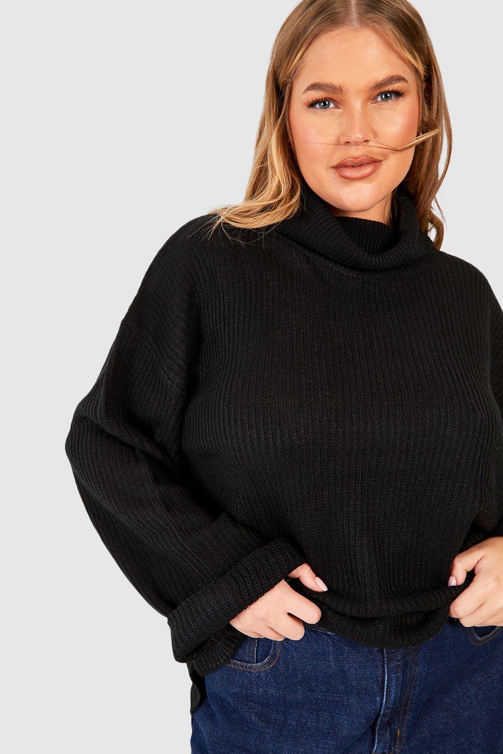 Plus size black outlet polo neck jumper