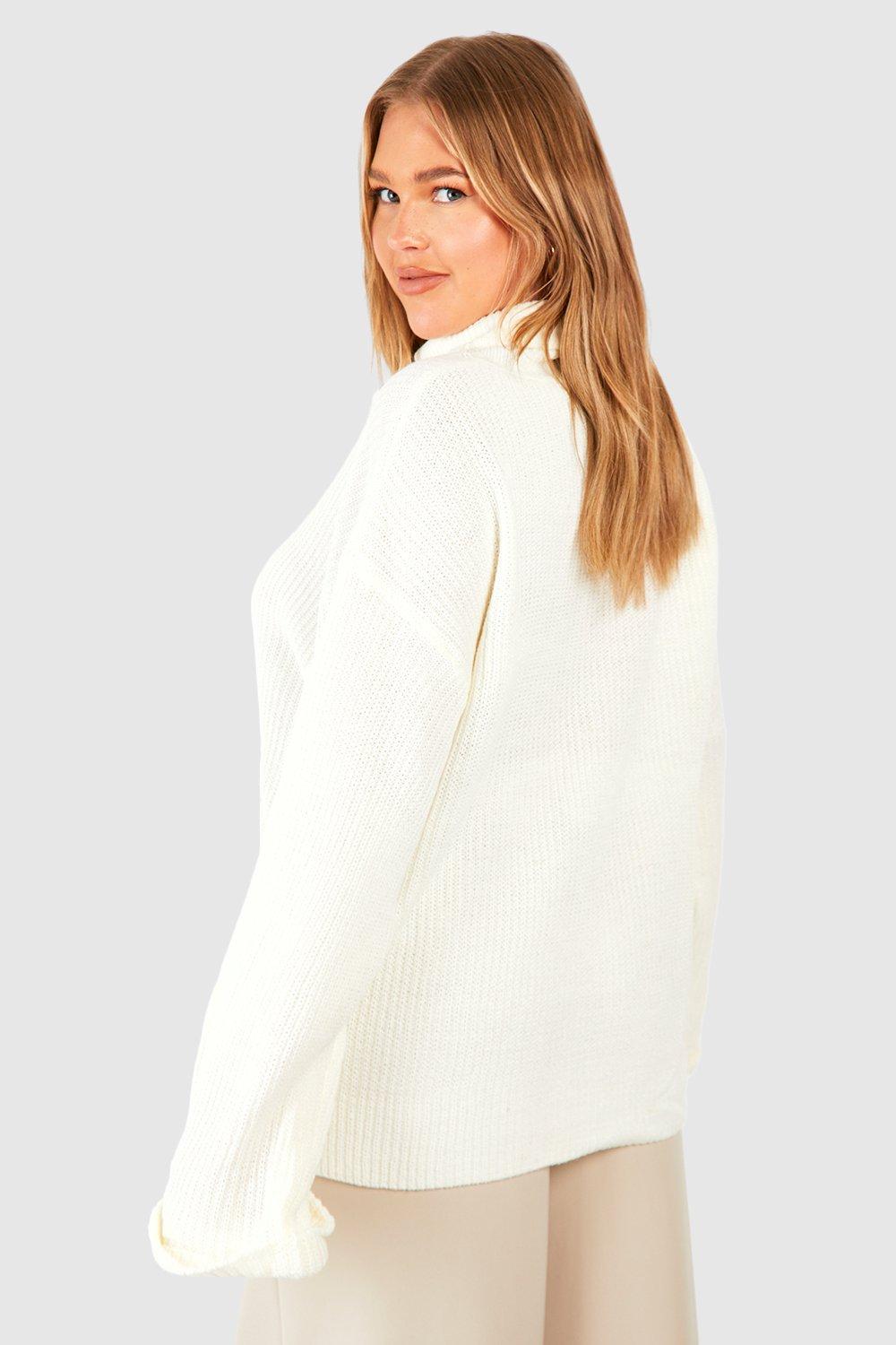 Oversized white roll neck jumper on sale