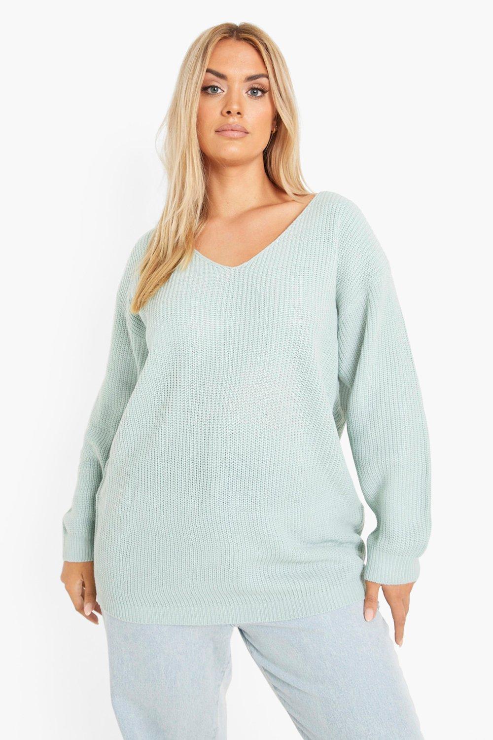 women's oversized v neck jumper