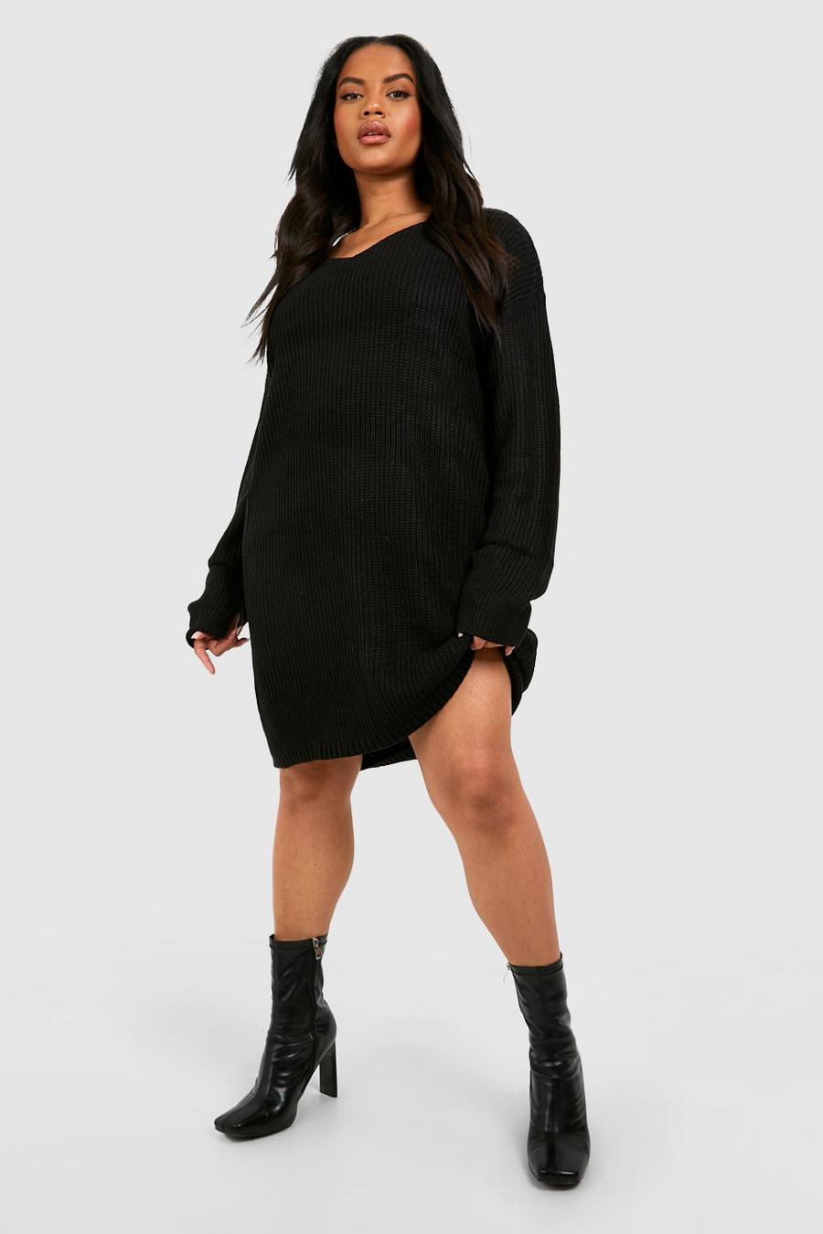 Black Plus Stickad klänning med polokrage image number 1
