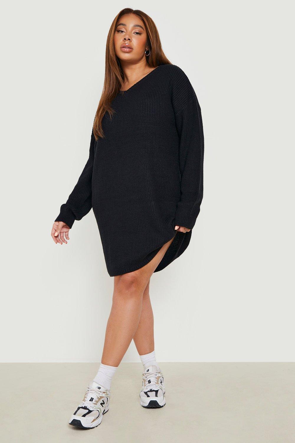 Grande taille Robe pull a col en V