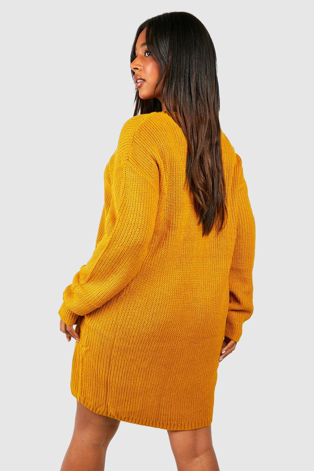 Mustard long best sale jumper dress