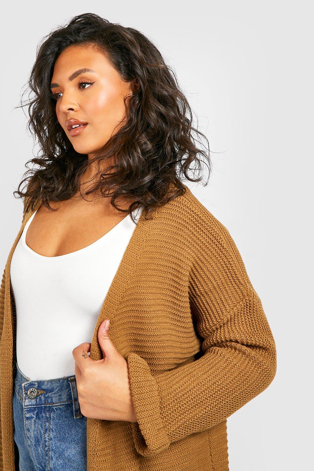 Plus gerippter Oversize Strick Cardigan boohoo DE