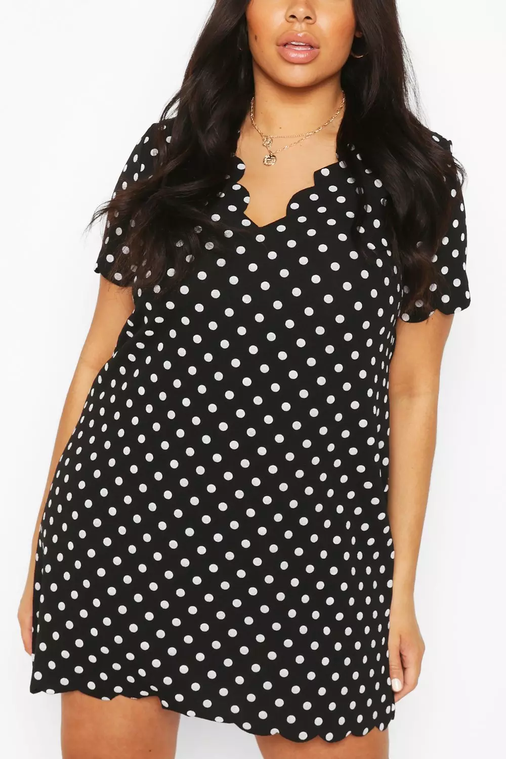 Boohoo black scallop fashion dress