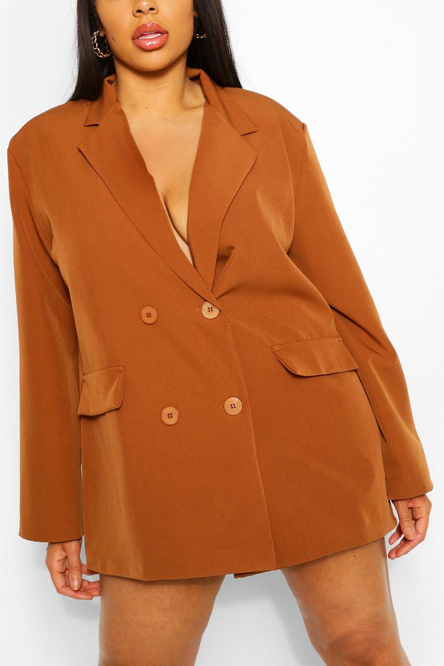 Rust Plus Woven Oversized Pocket Blazer Dress image number 1