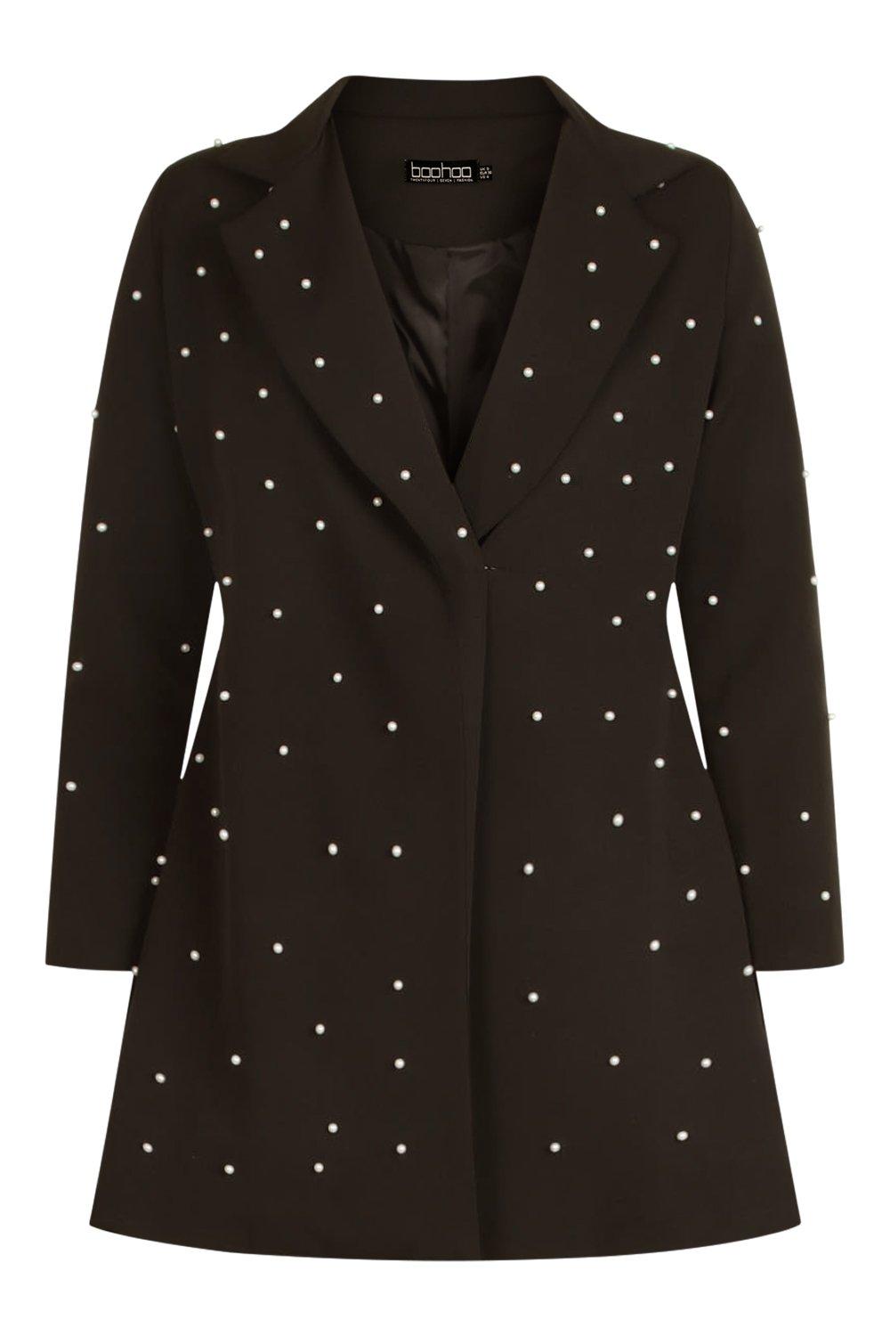 Petite Pearl Detail Blazer Dress boohoo