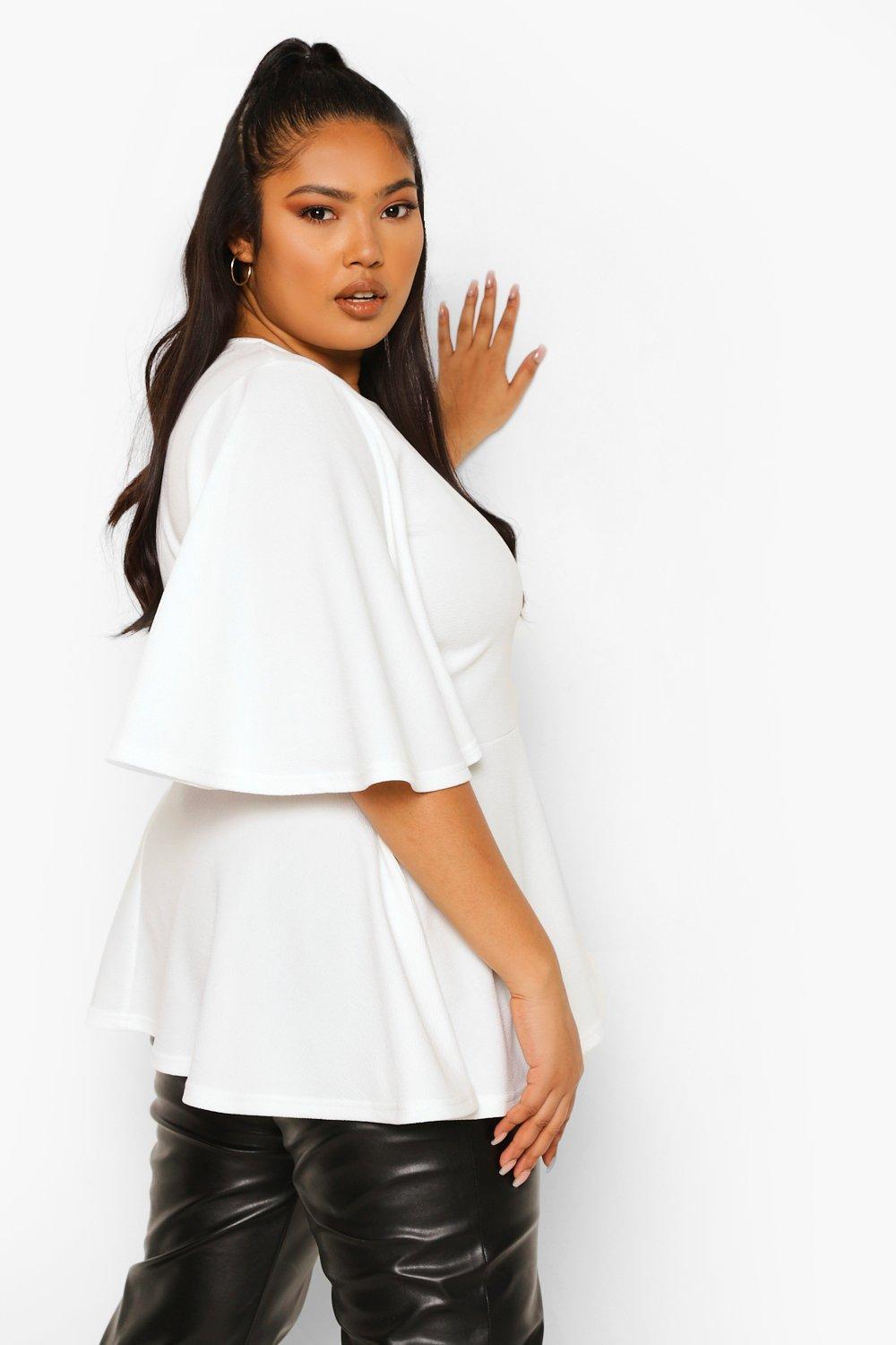 Boohoo peplum top outlet with bell sleeve