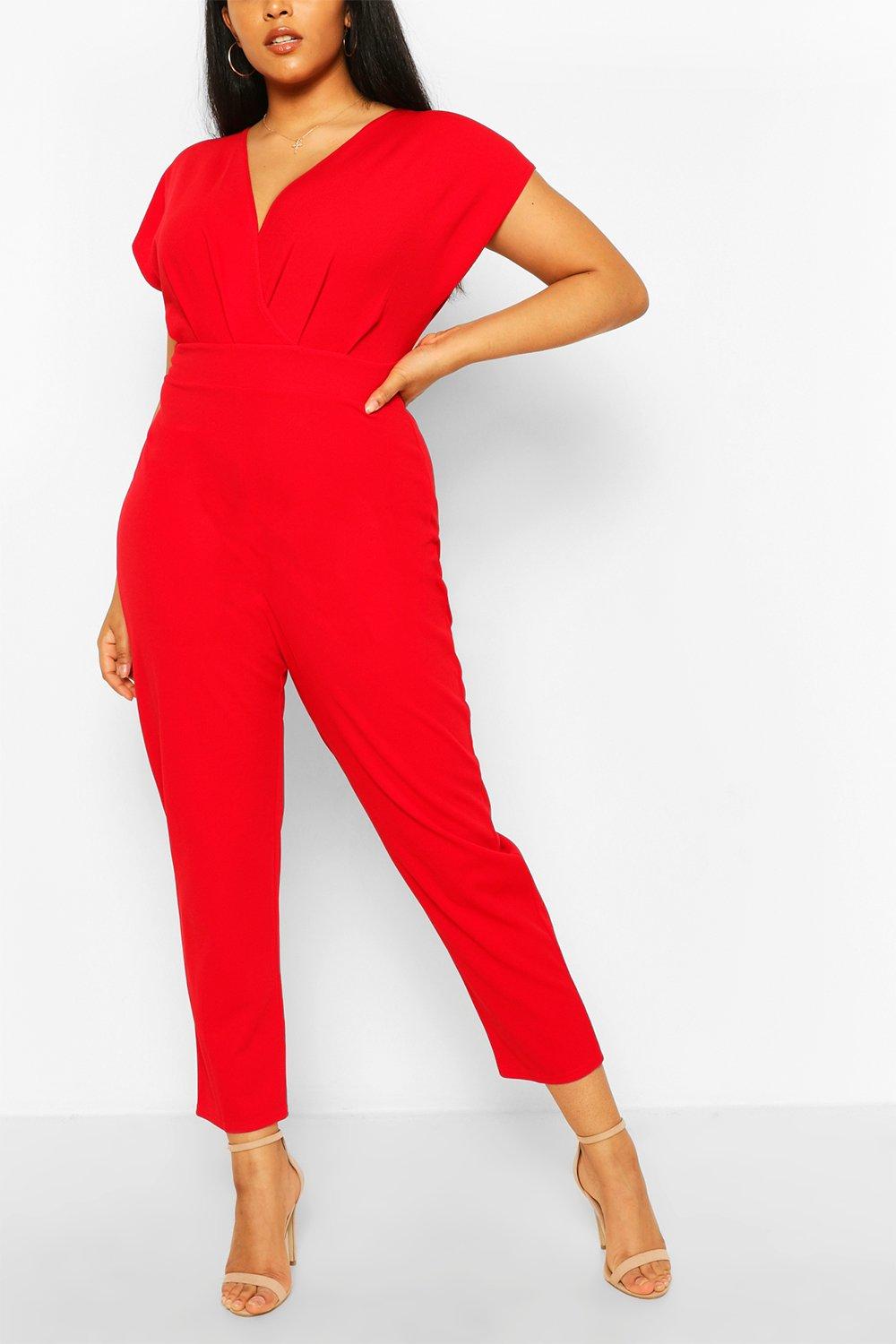 red belted jumpsuit