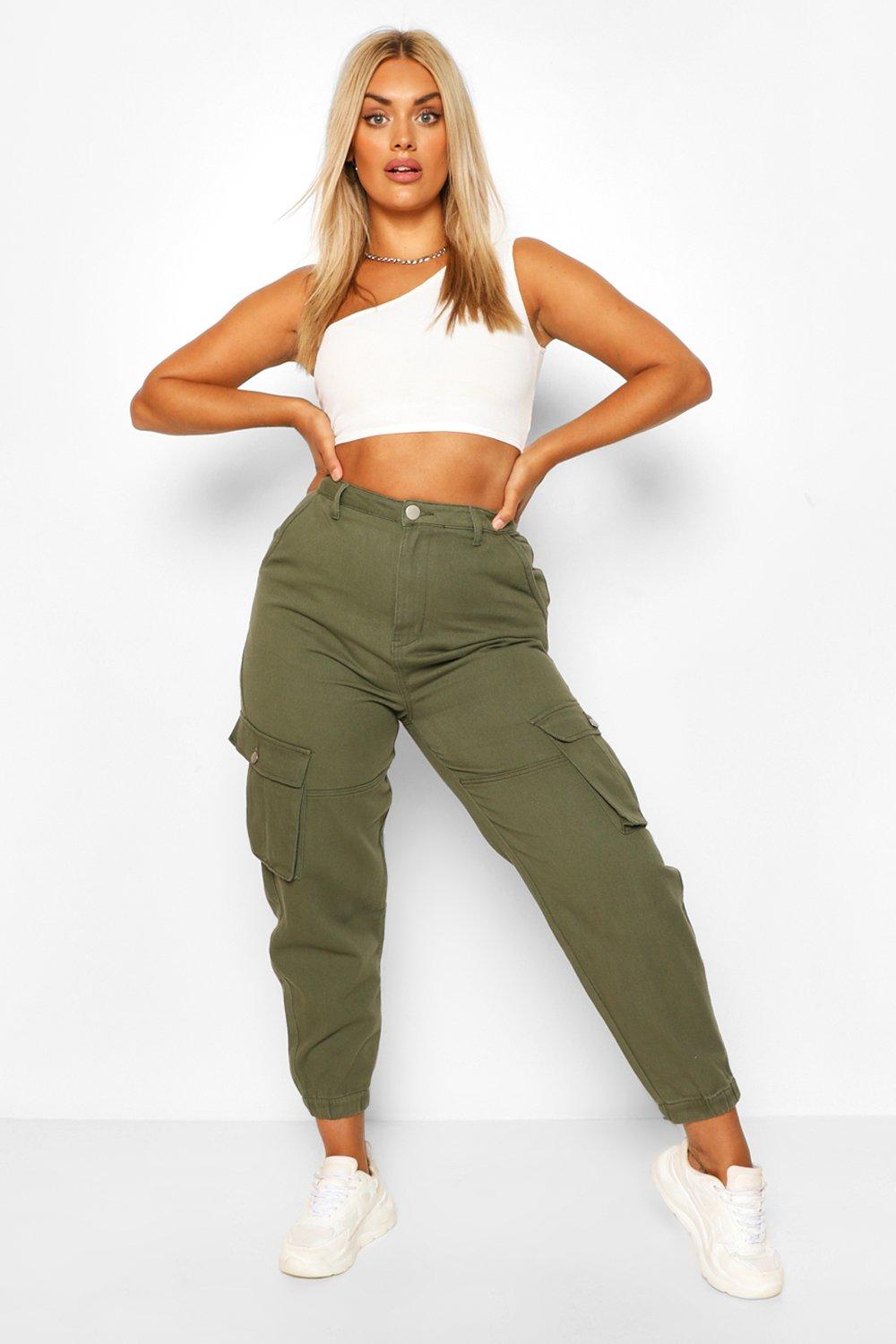 Women's plus size deals khaki cargo pants