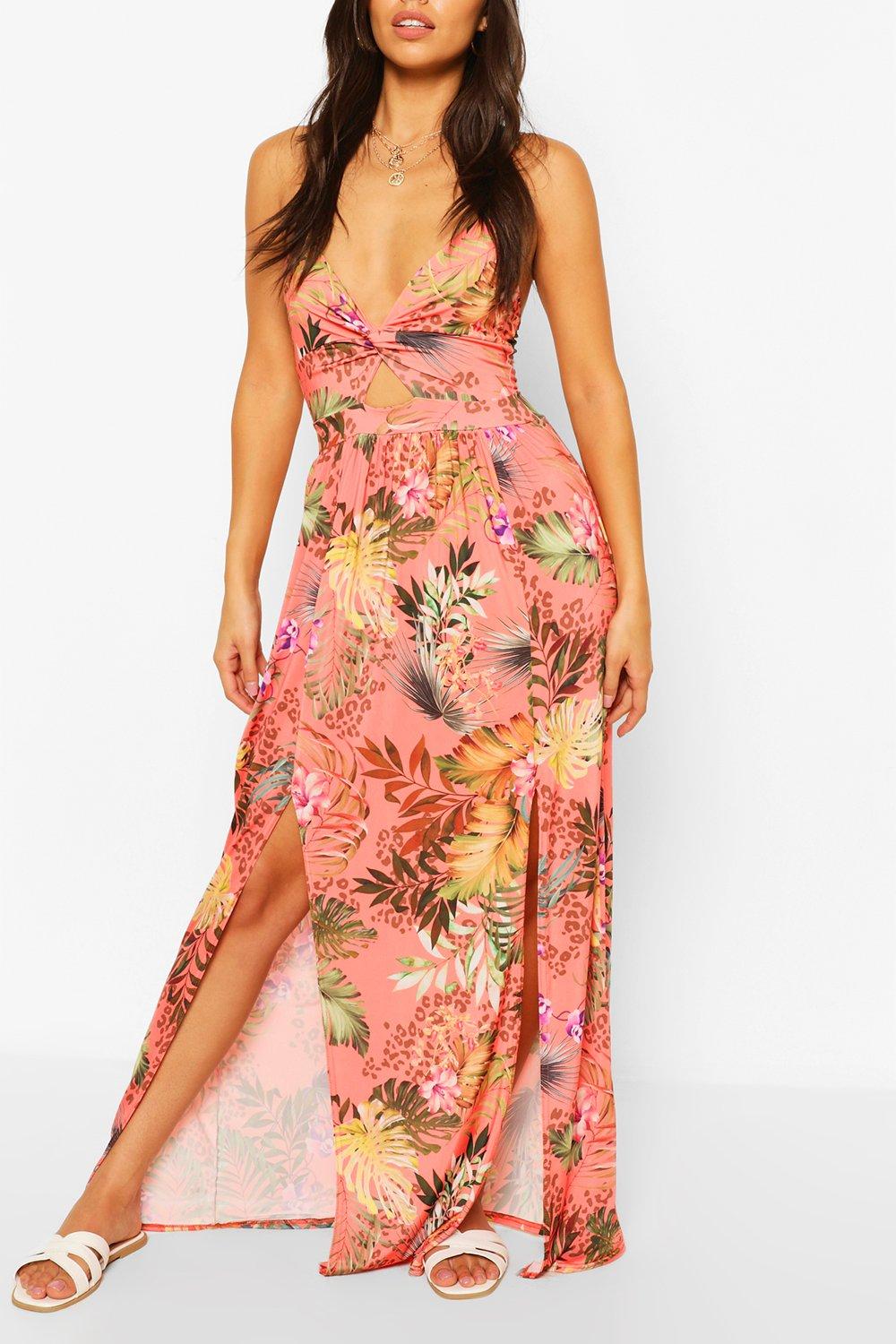 orange print maxi dress